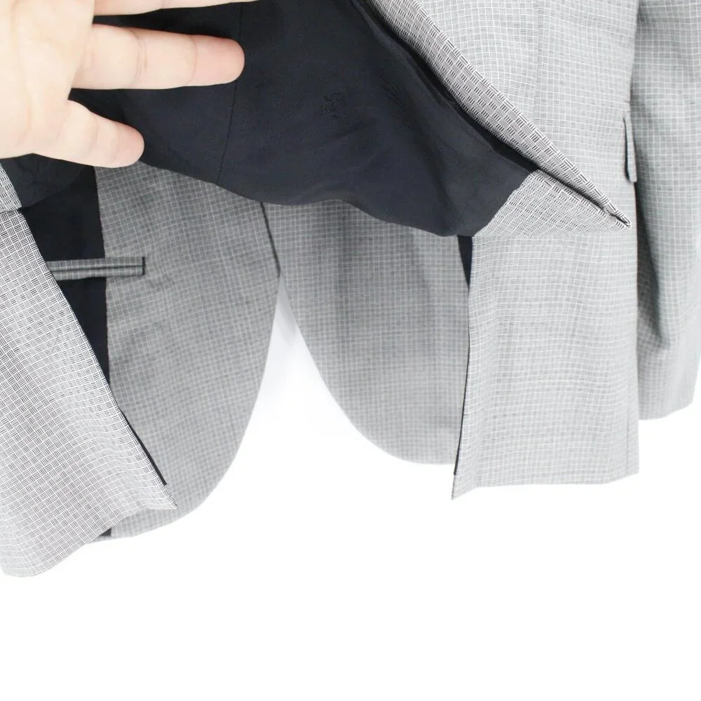 Kooples sport coat Mens 38 one button fitted single breasted check wool mohair